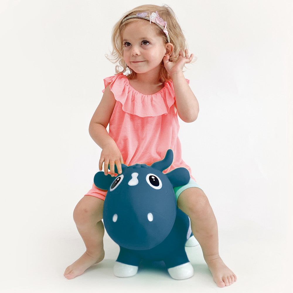 Pop It Up: Kidzzfarm Bouncing Cow: Junior - Blue - Inflatable Animal Hopper