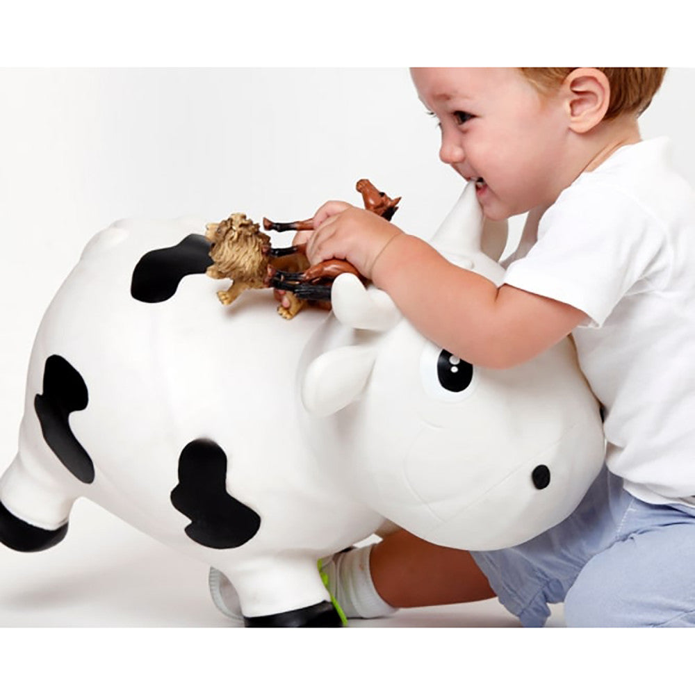 Pop It Up: Kidzzfarm Bouncing Cow: Junior - White - Inflatable Animal Hopper