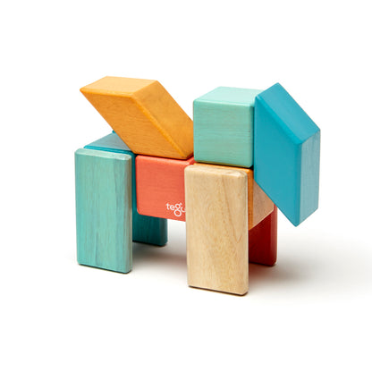 Tegu Magnetic Wooden Blocks, 24-Piece Set, Sunset