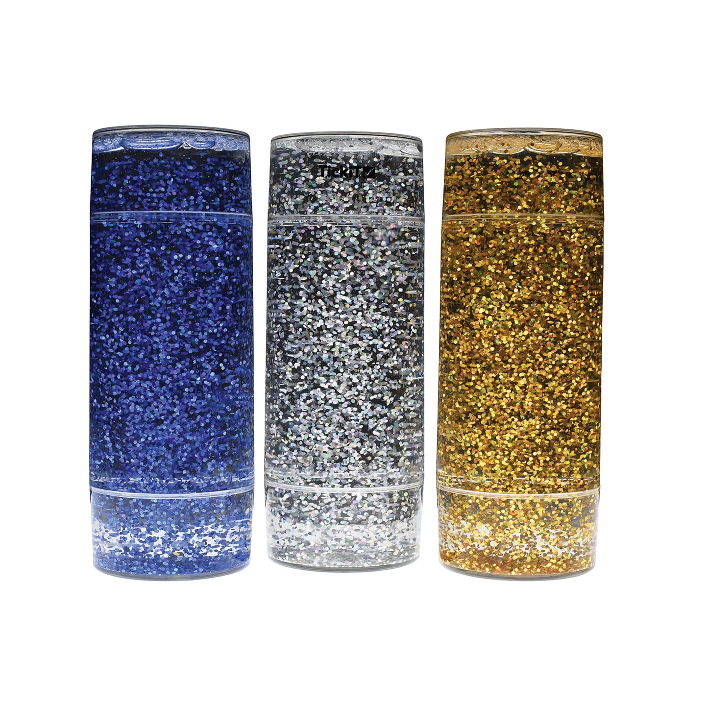 TickiT Sensory Glitter Storm Liquid Glitter Tubes - Set of 3 - Blue, Silver, Gold