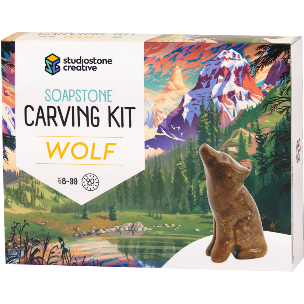 Studiostone Creative Wolf Soapstone Carving Kit - Art Sculpting Set