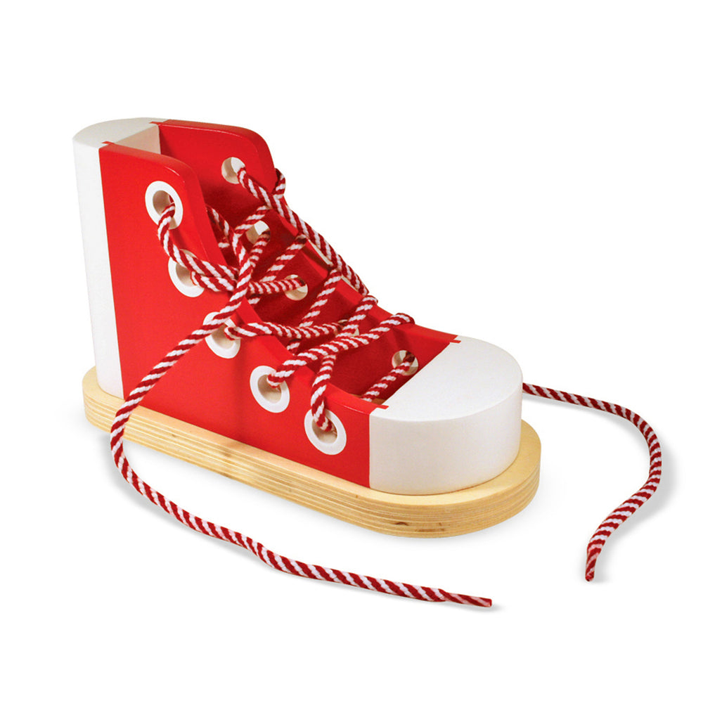 Melissa & Doug Wooden Lacing High-Top Sneaker - Educational Toy