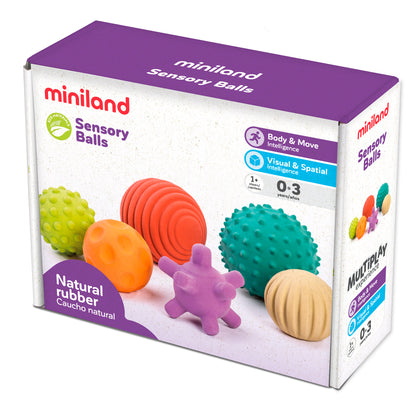 Miniland Educational Sensory Balls - Set of 6 - Multicolor Textured