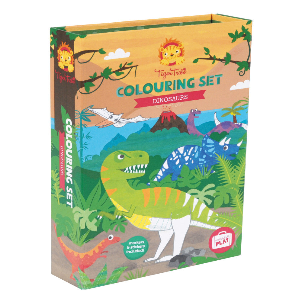 Tiger Tribe Jurassic Dinosaur Coloring Activity Set with Markers and Stickers