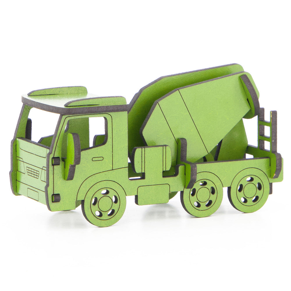 Little & Wood: Woodlet: Medium - Concrete Truck - Green, 3D Wooden Kit-Set