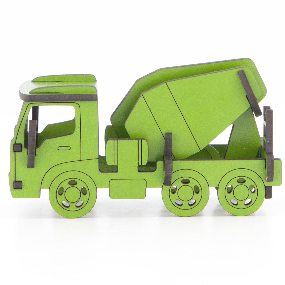 Little & Wood: Woodlet: Medium - Concrete Truck - Green, 3D Wooden Kit-Set