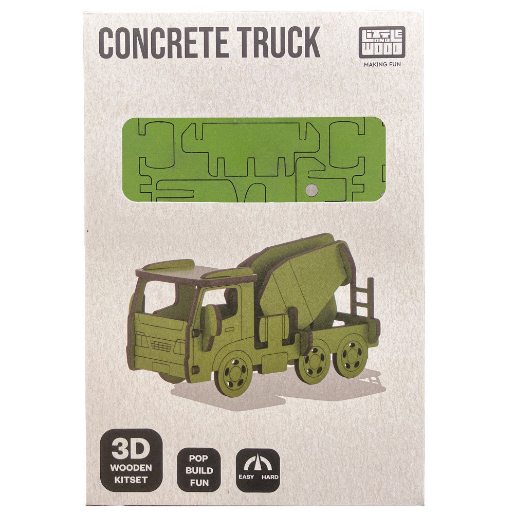 Little & Wood: Woodlet: Medium - Concrete Truck - Green, 3D Wooden Kit-Set