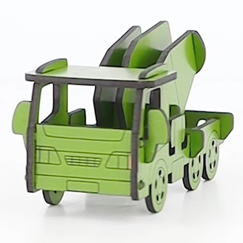 Little & Wood: Woodlet: Medium - Concrete Truck - Green, 3D Wooden Kit-Set