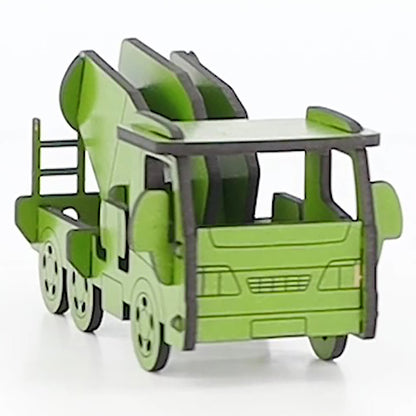 Little & Wood: Woodlet: Medium - Concrete Truck - Green, 3D Wooden Kit-Set