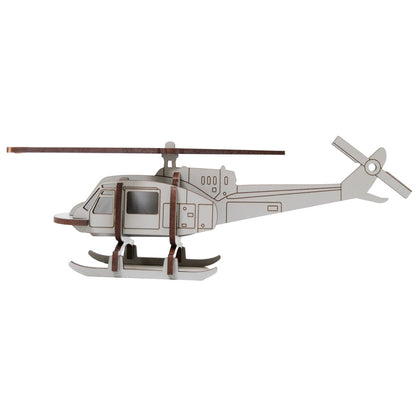 Little & Wood: Woodlet: Medium - Helicopter - Grey, 3D Wooden Kit-Set