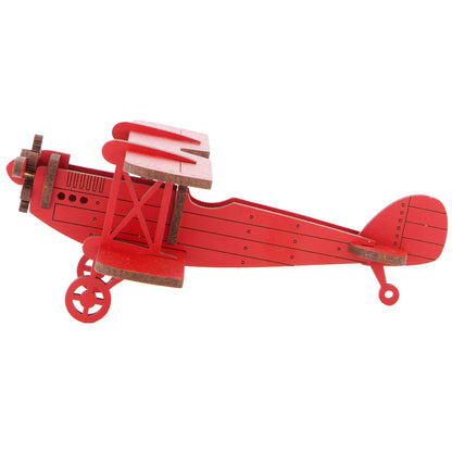 Little & Wood: Woodlet: Medium - Biplane - Red, 3D Wooden Vehicle Puzzle Kit