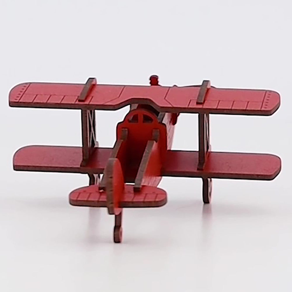 Little & Wood: Woodlet: Medium - Biplane - Red, 3D Wooden Vehicle Puzzle Kit