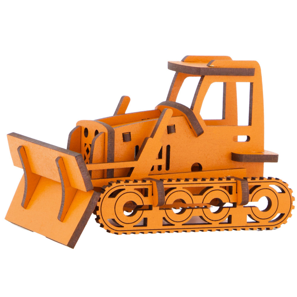 Little & Wood: Woodlet: Medium - Bulldozer - Orange 3D Wooden Kit-Set