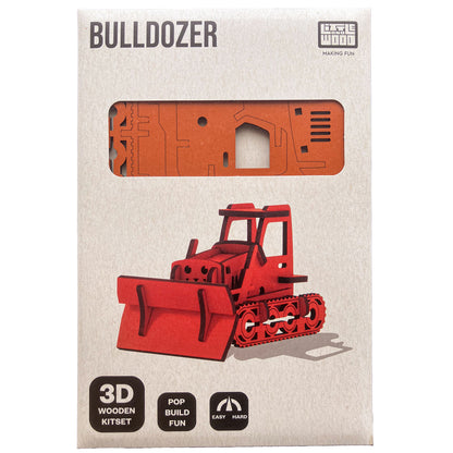 Little & Wood: Woodlet: Medium - Bulldozer - Orange 3D Wooden Kit-Set