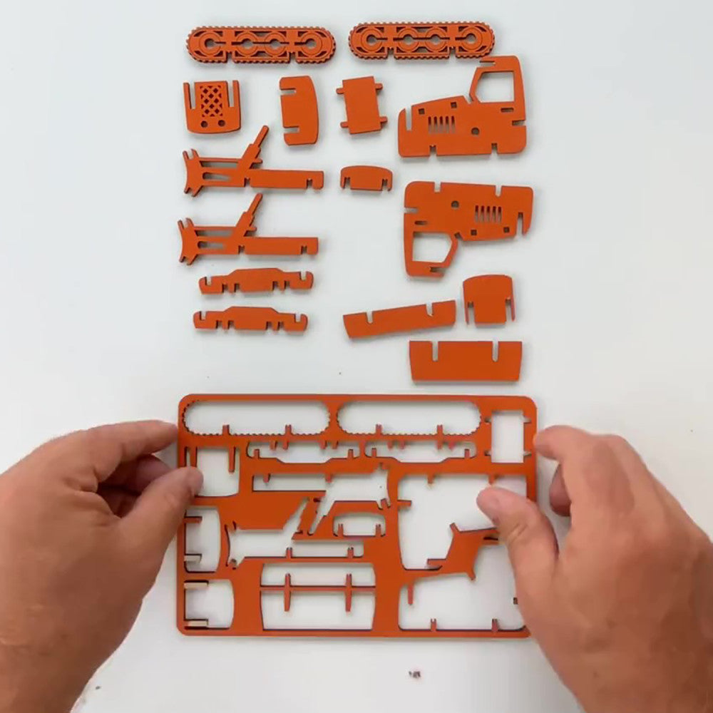 Little & Wood: Woodlet: Medium - Bulldozer - Orange 3D Wooden Kit-Set