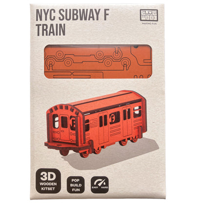 Little & Wood: Woodlet: Medium - NYC Subway F Train - Orange, 3D Wooden Kit-Set