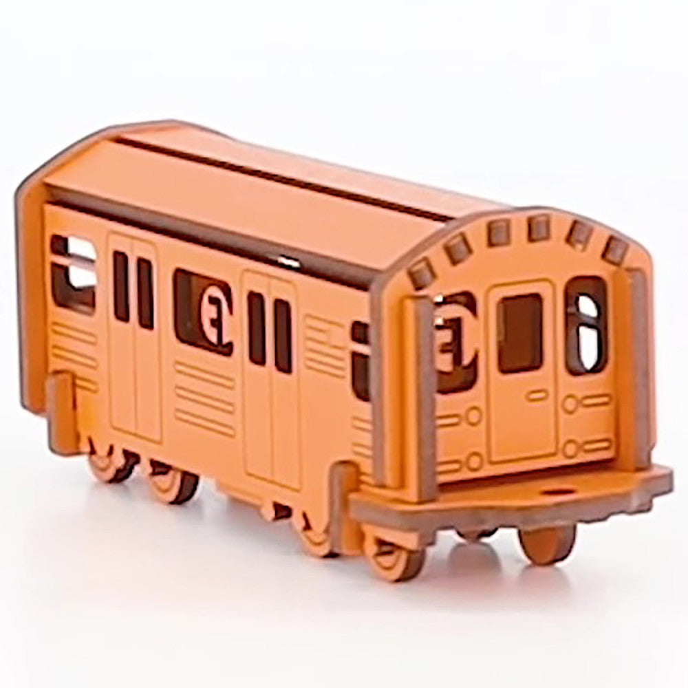 Little & Wood: Woodlet: Medium - NYC Subway F Train - Orange, 3D Wooden Kit-Set