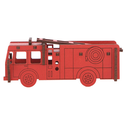 Little & Wood: Woodlet: Medium - Fire Engine - Red, 3D Wooden Kit-Set