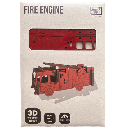 Little & Wood: Woodlet: Medium - Fire Engine - Red, 3D Wooden Kit-Set