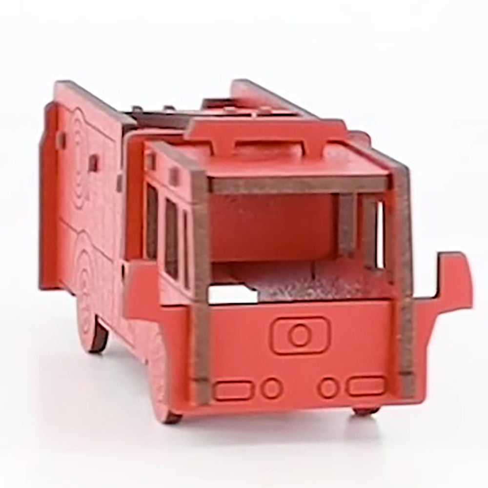 Little & Wood: Woodlet: Medium - Fire Engine - Red, 3D Wooden Kit-Set