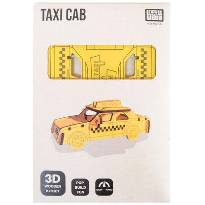 Little & Wood: Woodlet: Medium - Taxi - Yelllow, 3D Wooden Kit-Set