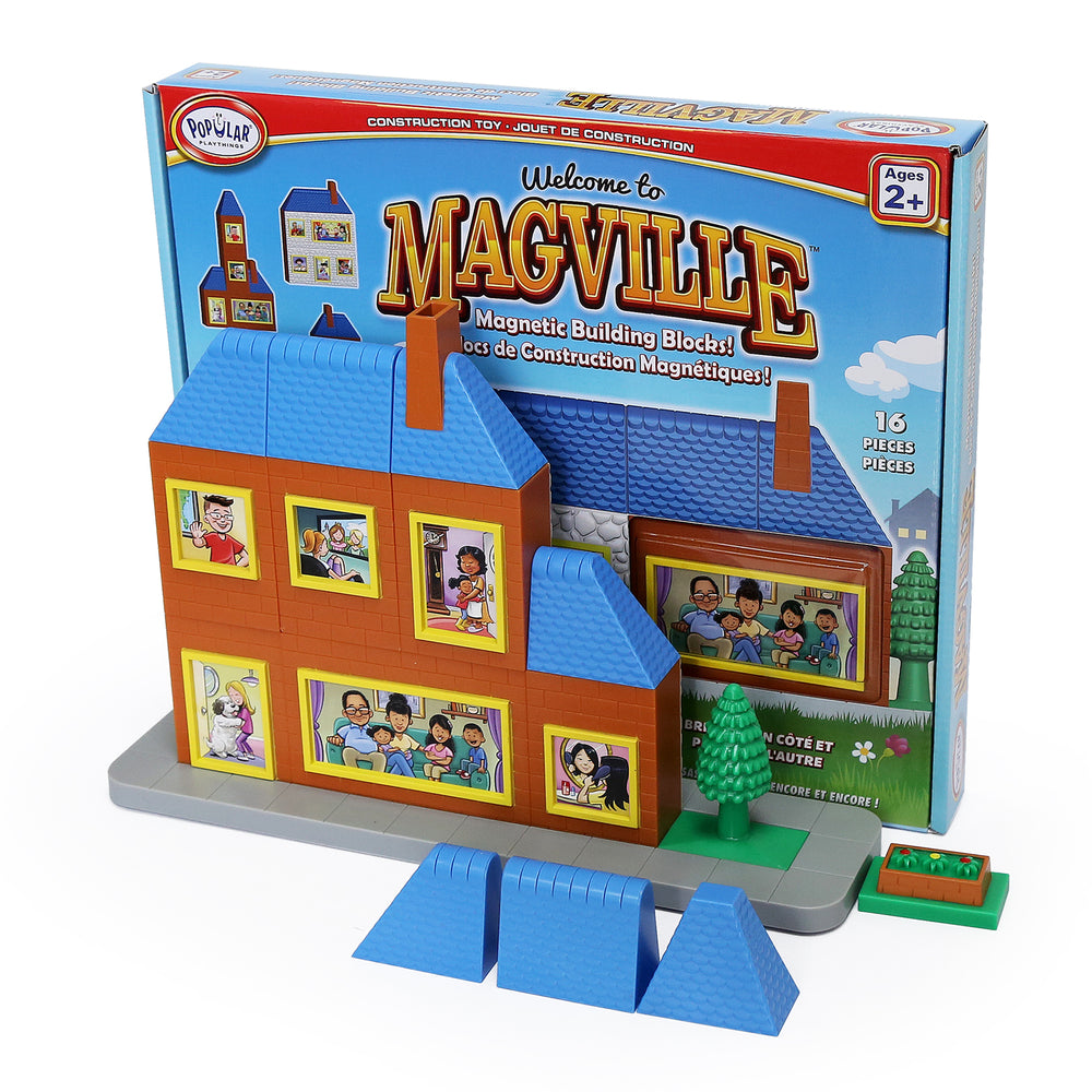 Popular Playthings Magville 16-Piece Magnetic Building Set for Toddlers