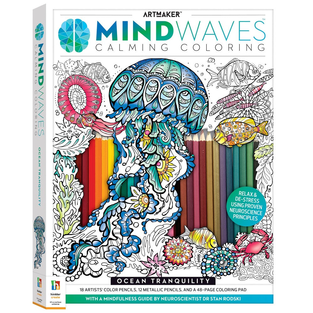 Art Maker Mindwaves Ocean Tranquility Coloring Kit - Marine-Themed Art Set