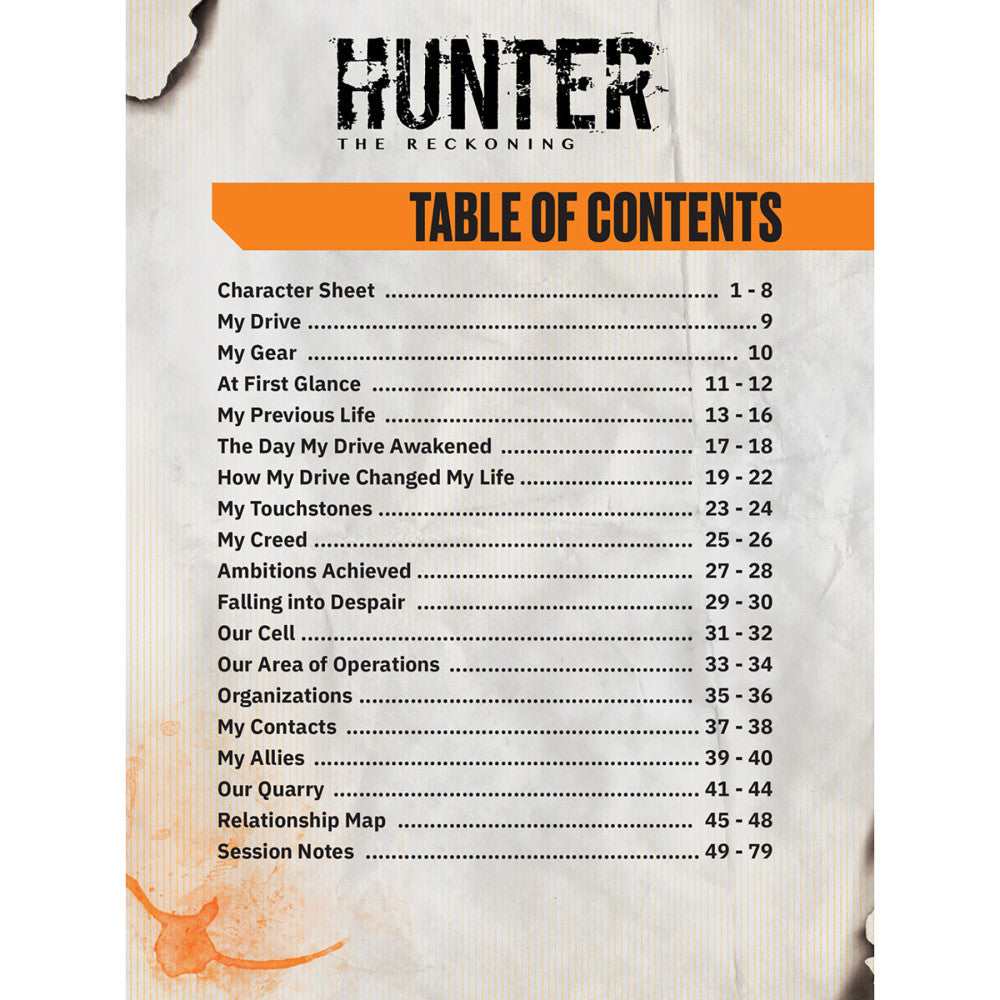 Hunter: The Reckoning 5th Edition - Expanded Character Sheet Journal