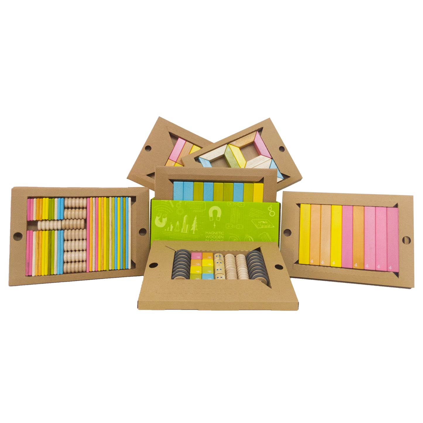 Tegu Classroom Magnetic Wooden Block Set, 130-Piece Educational Kit