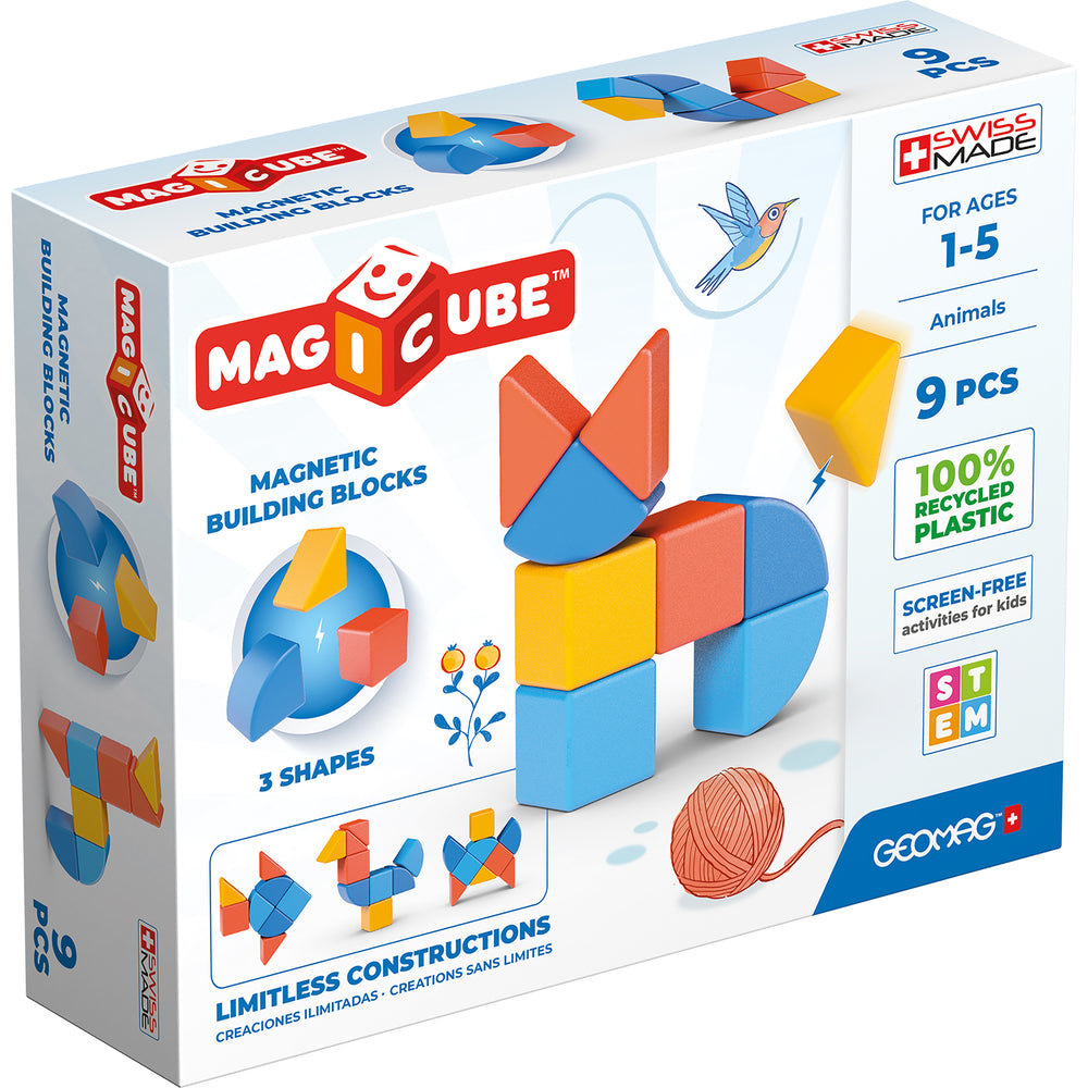 Geomag Magicubes 9-Piece Recycled Shapes Set - STEM Building Blocks