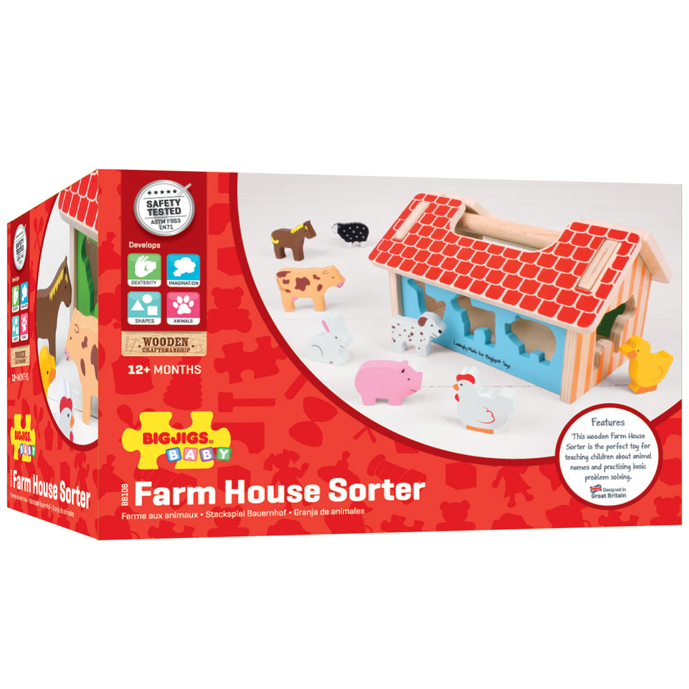 Bigjigs Baby Farm House Sorter - Educational Wooden Toy