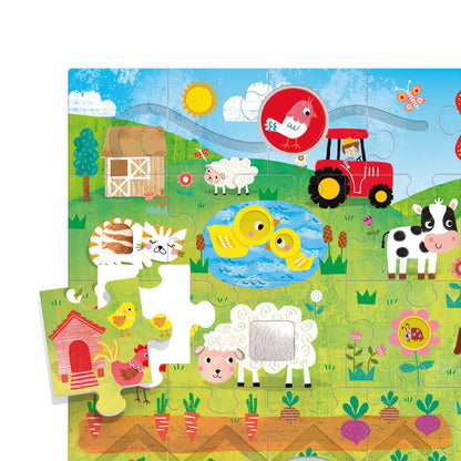 Headu Montessori Farm Animals Tactile Puzzle - 21 pc