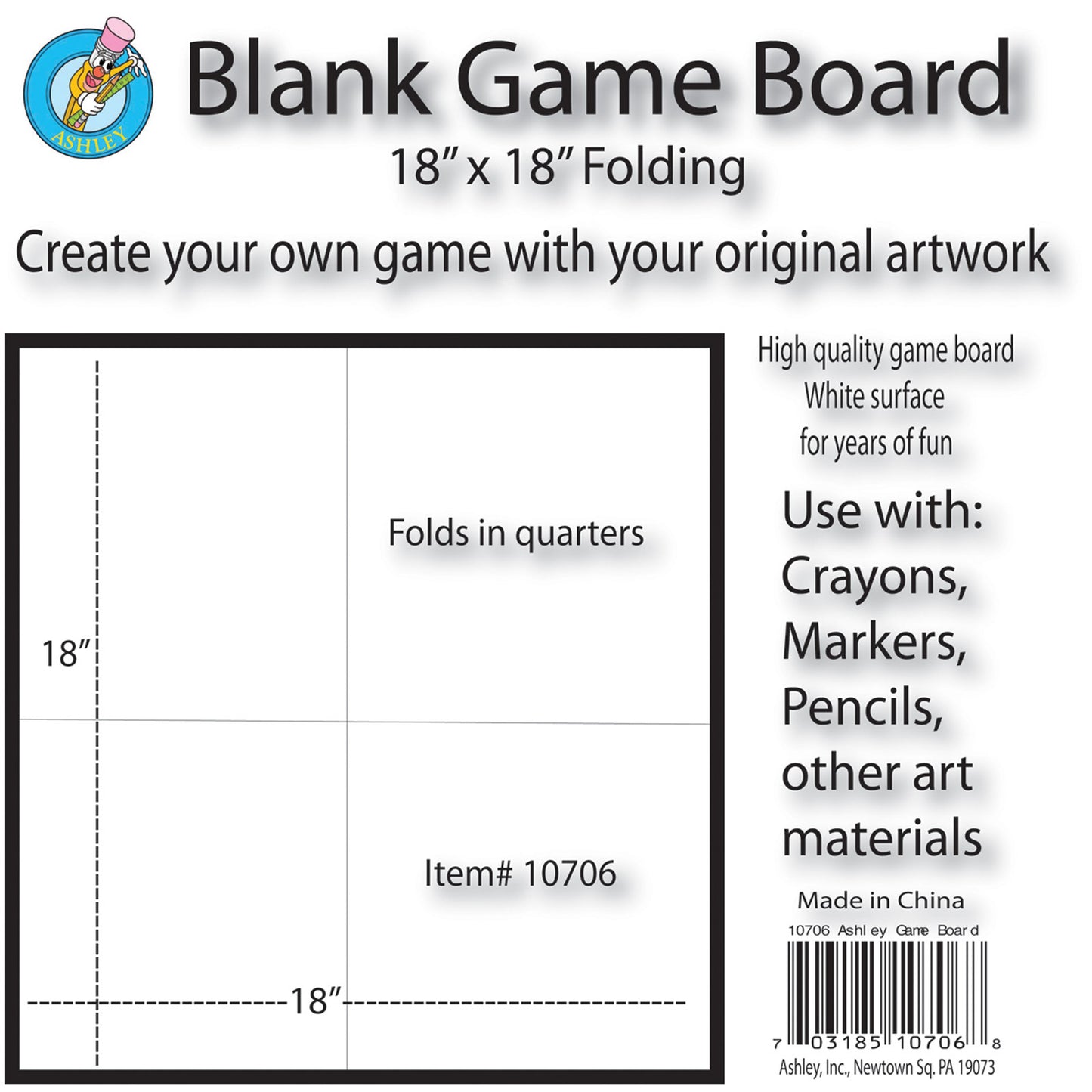 Ashley Productions Create-Your-Own Game Board, 18" x 18", 3-Pack