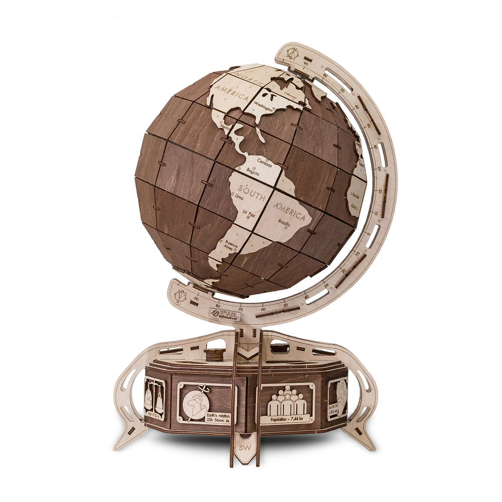 EWA Eco-Wood-Art Globe - 3D Wooden STEM Kit - Brown