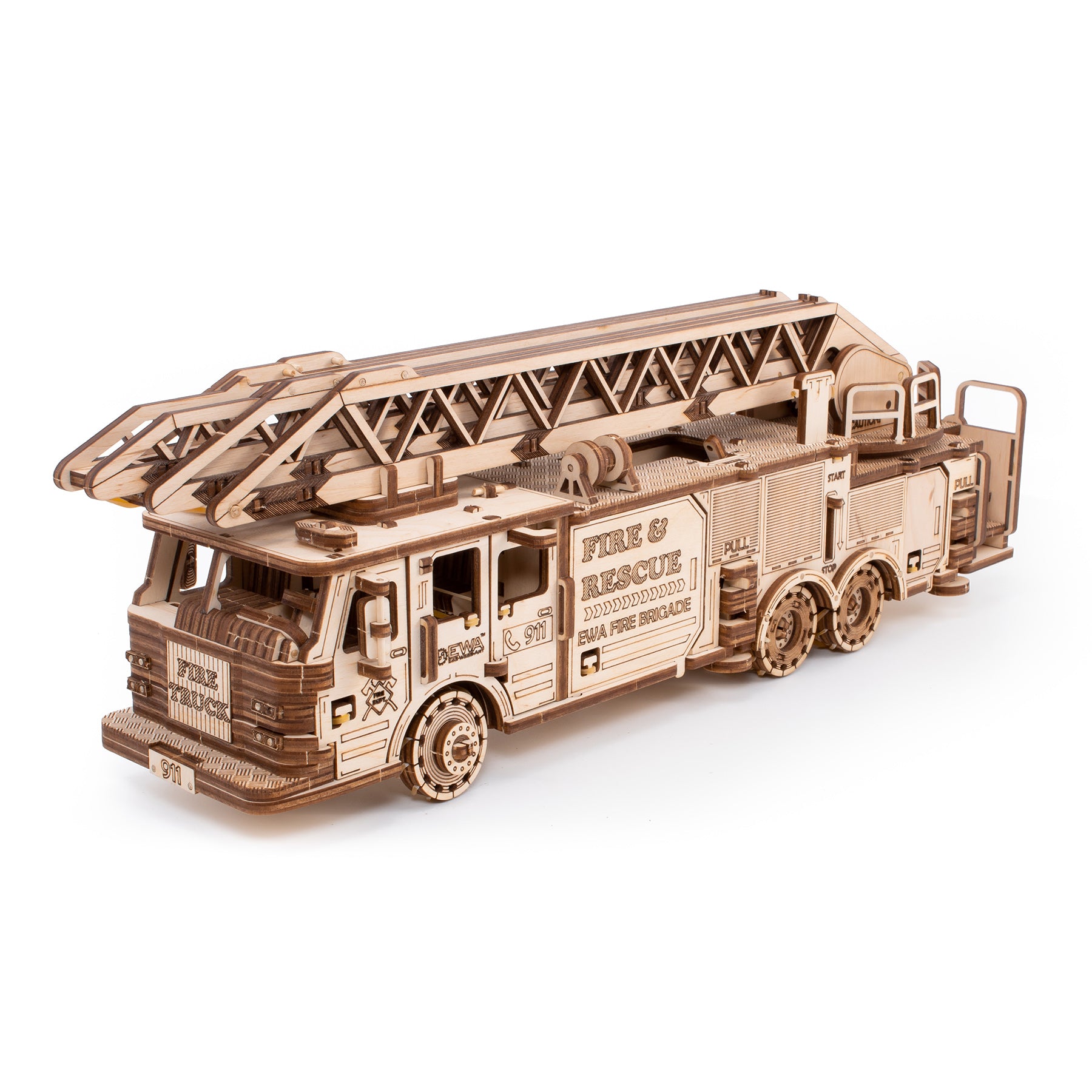 EWA Eco-Wood-Art Fire Truck 3D Wooden STEM Construction Kit