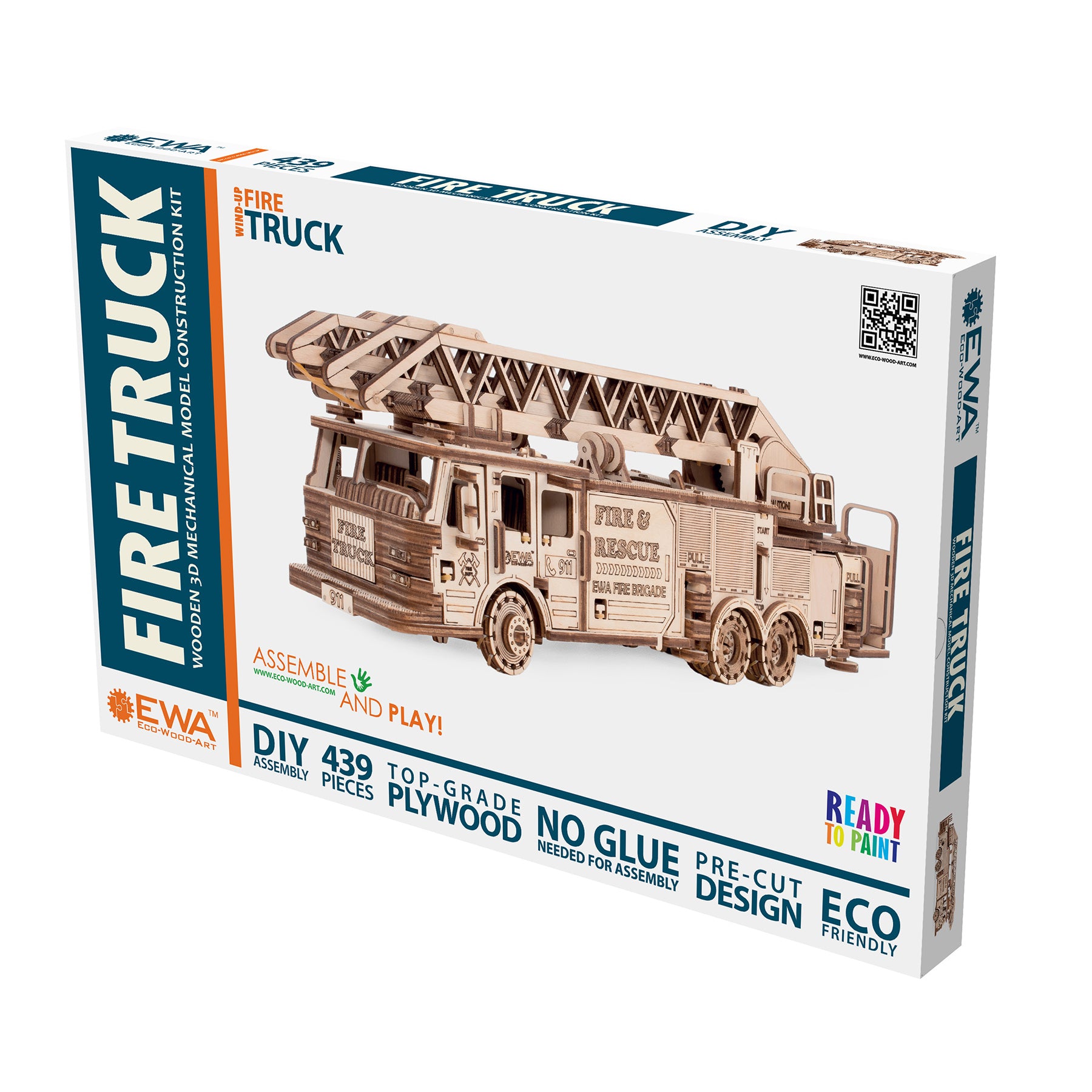 EWA Eco-Wood-Art Fire Truck 3D Wooden STEM Construction Kit