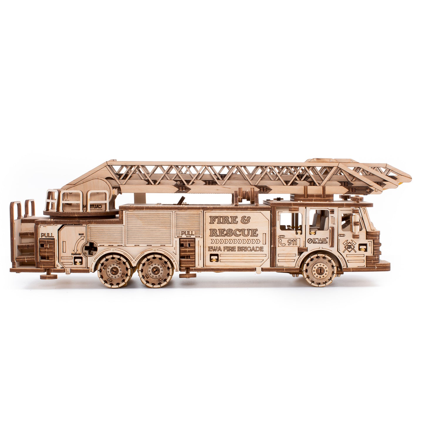 EWA Eco-Wood-Art Fire Truck 3D Wooden STEM Construction Kit