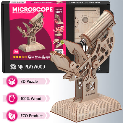 Mr.PLAYWOOD Microscope Mechanical Wooden 3D STEM Model