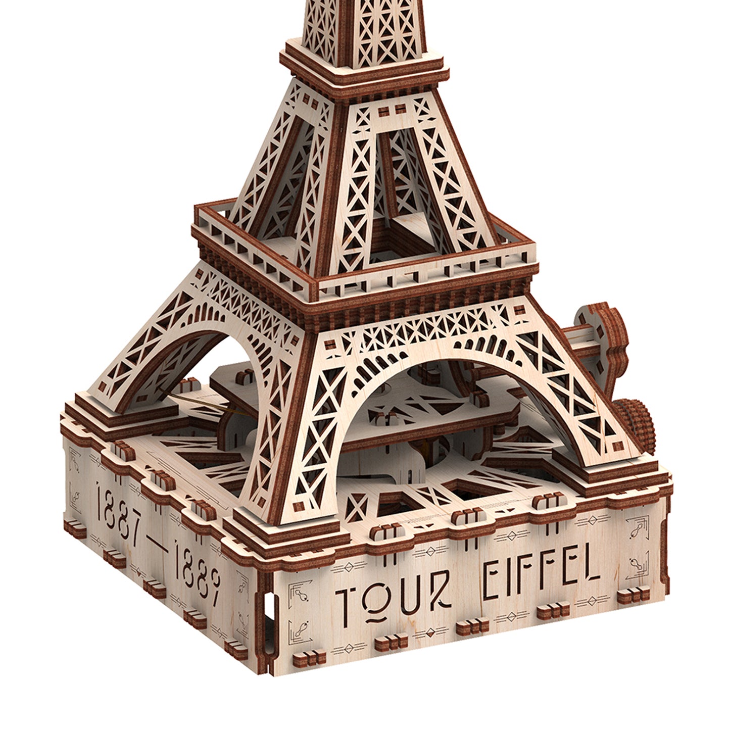 Mr.PLAYWOOD Eiffel Tower Eco-light 3D Wooden STEM Model - Hand-Cranked LED Dynamo