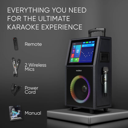 Masingo Allegro X8 Professional Karaoke System with Touch-Screen Tablet and Dual Wireless Microphones