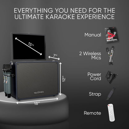 Masingo Alto X6 Professional Karaoke Machine with Touch-Screen Tablet - Black