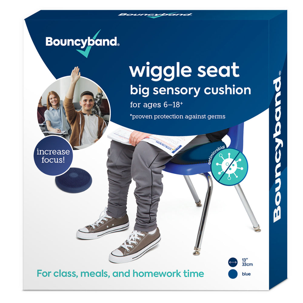 Bouncyband Antimicrobial Wiggle Seat Sensory Cushion, Blue 13"/33cm