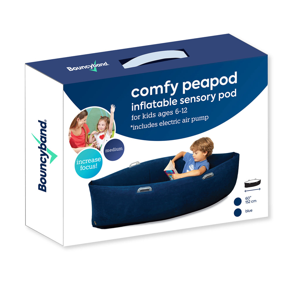 Bouncyband Comfy Hugging Peapod Sensory Pod for Kids, 60", Blue