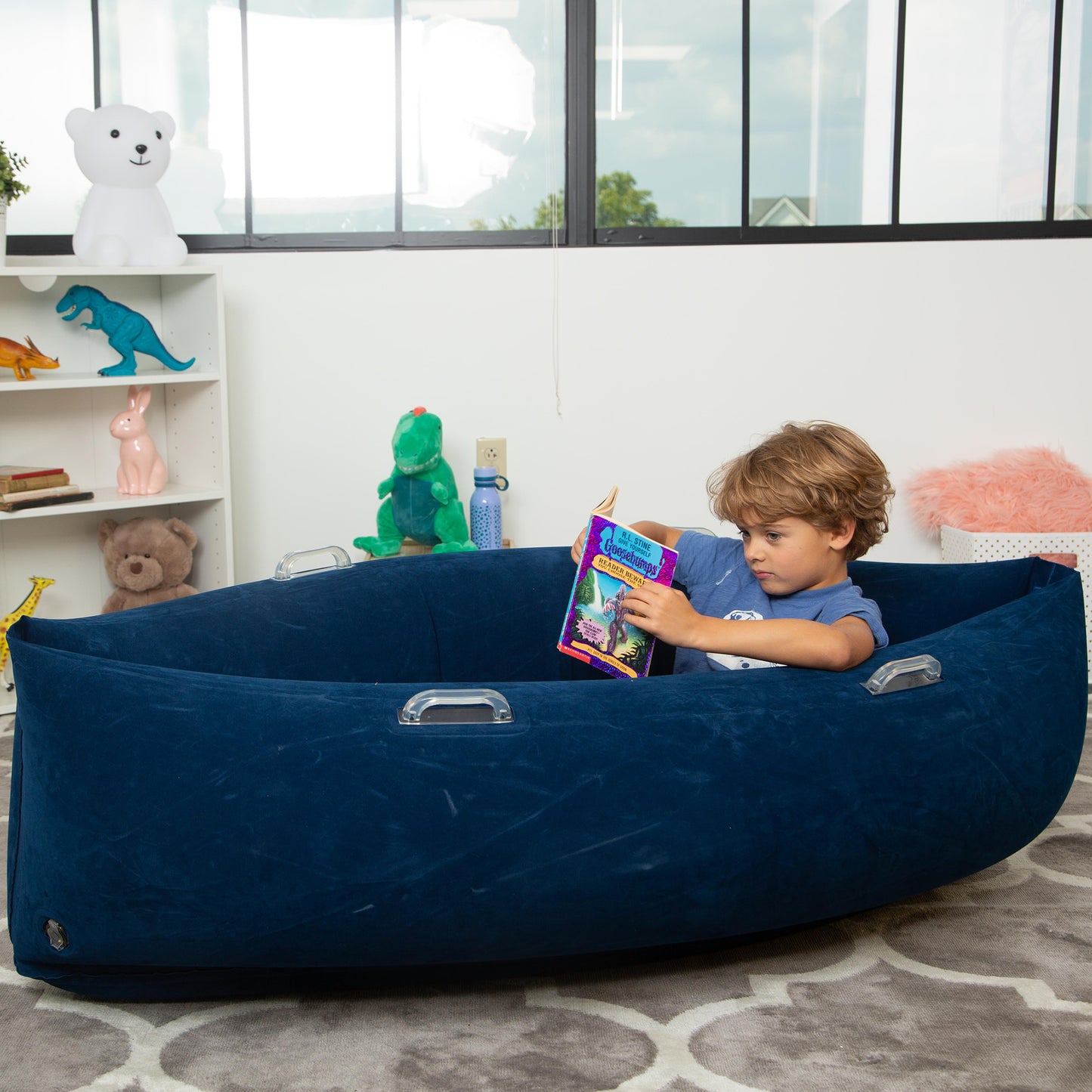 Bouncyband Comfy Hugging Peapod Sensory Pod for Kids, 60", Blue