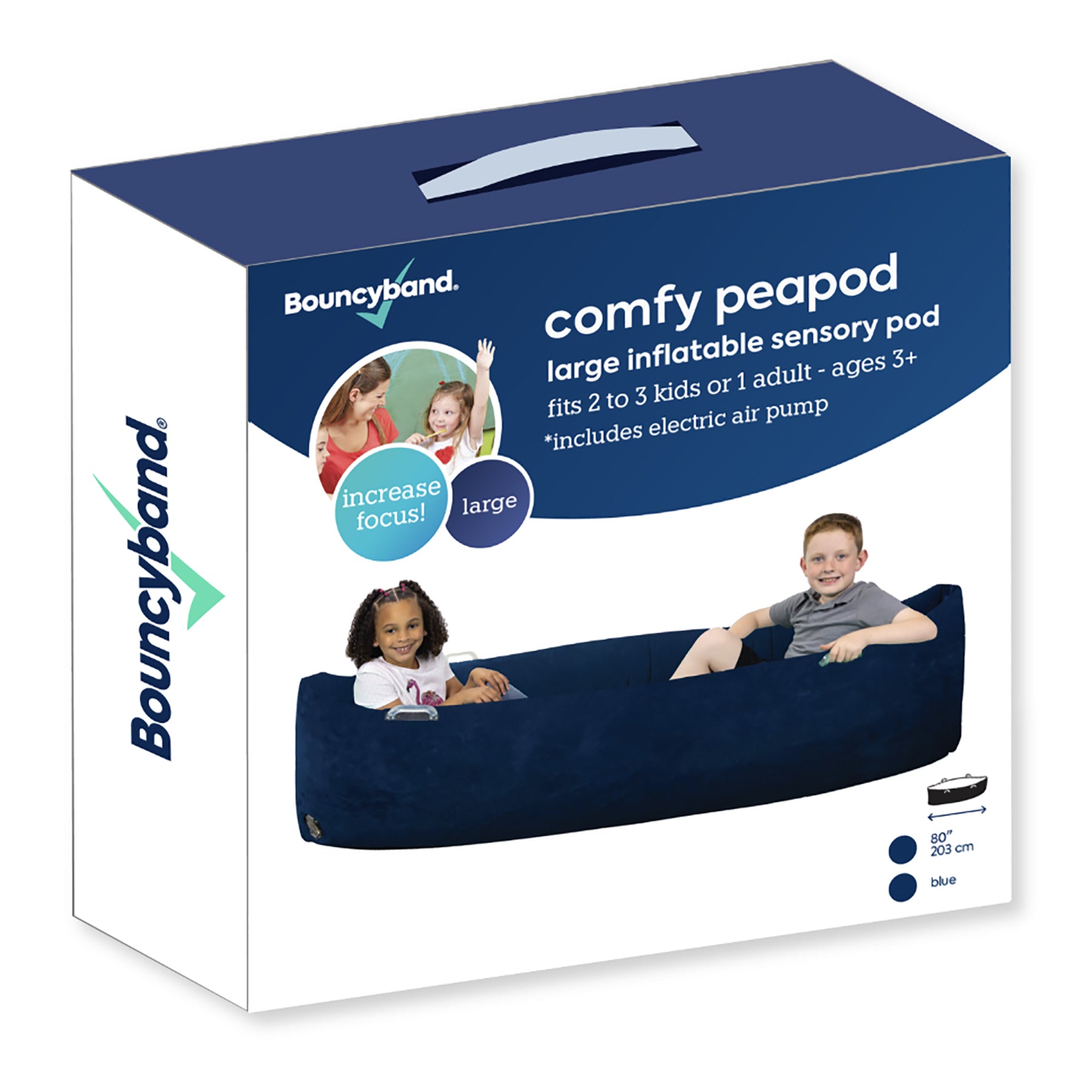 Bouncyband Comfy Peapod Inflatable Sensory Pod, 80" Blue - Fun & Relaxing