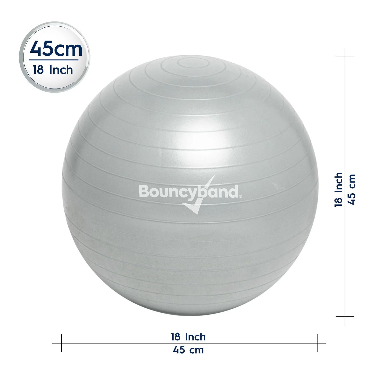 Bouncyband® Silver Balance Ball Chair, 45cm - Boost Your Focus