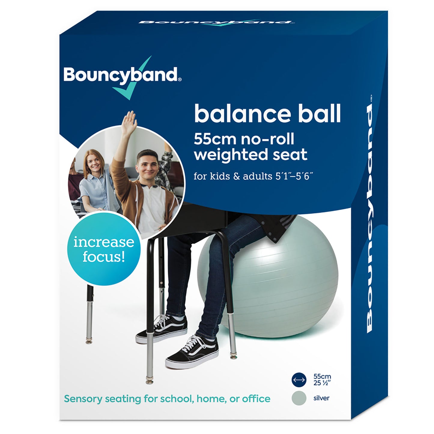 Bouncyband Balance Ball 55cm - Dynamic Silver Seating