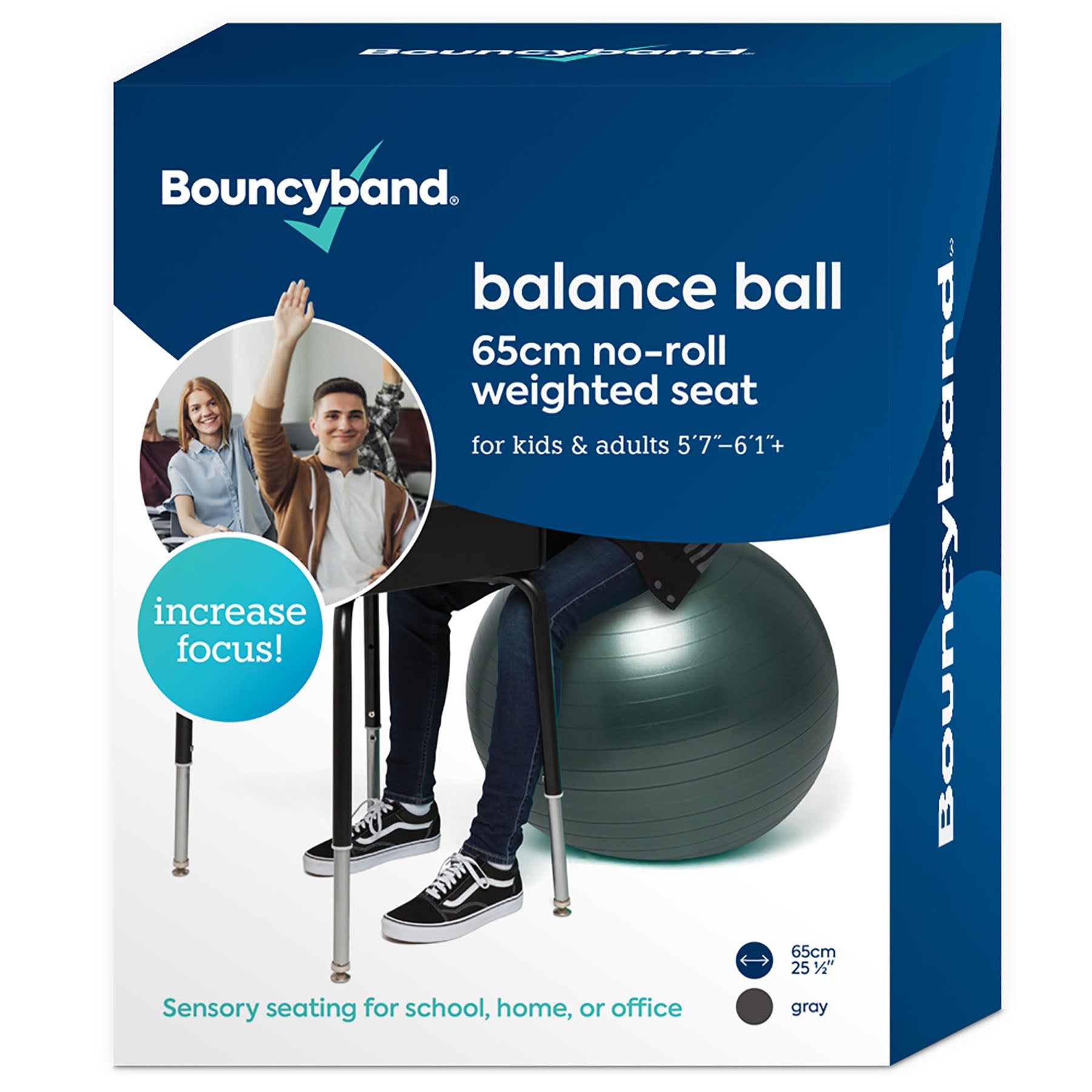 Bouncyband Balance Ball Chair, 65cm - Dynamic Dark Gray