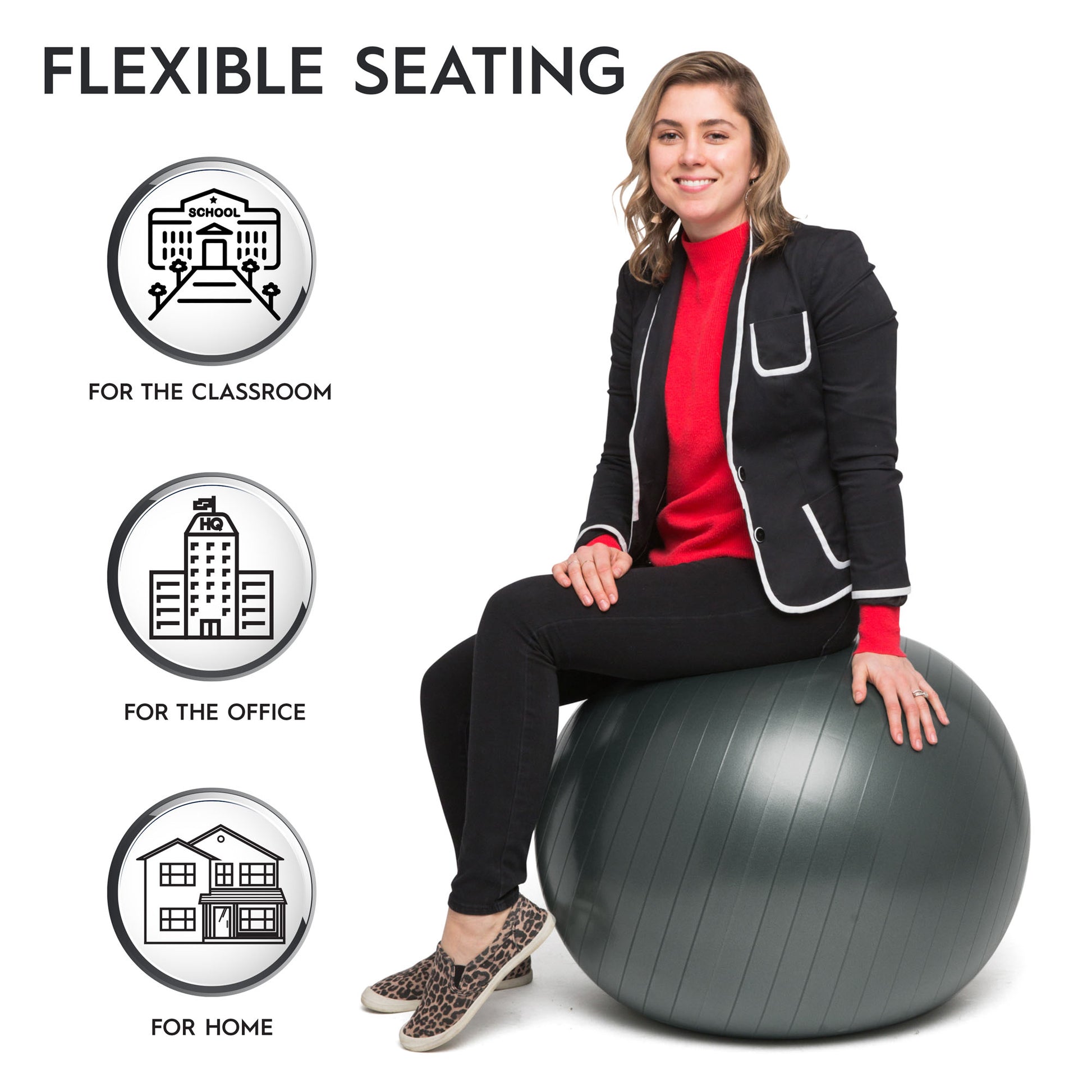 Bouncyband Balance Ball Chair, 65cm - Dynamic Dark Gray