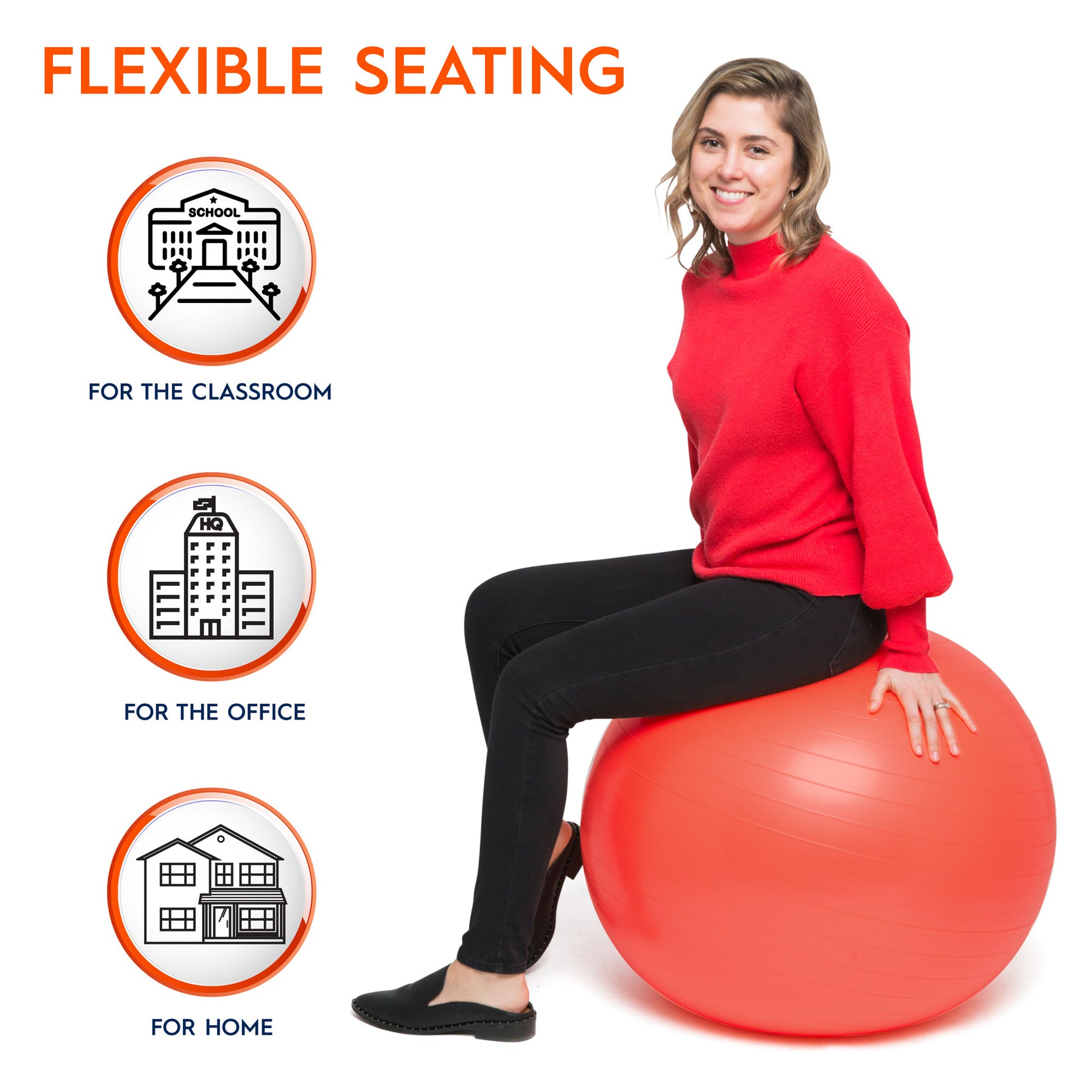 Bouncyband Balance Ball Chair, 65cm - Energizing Orange